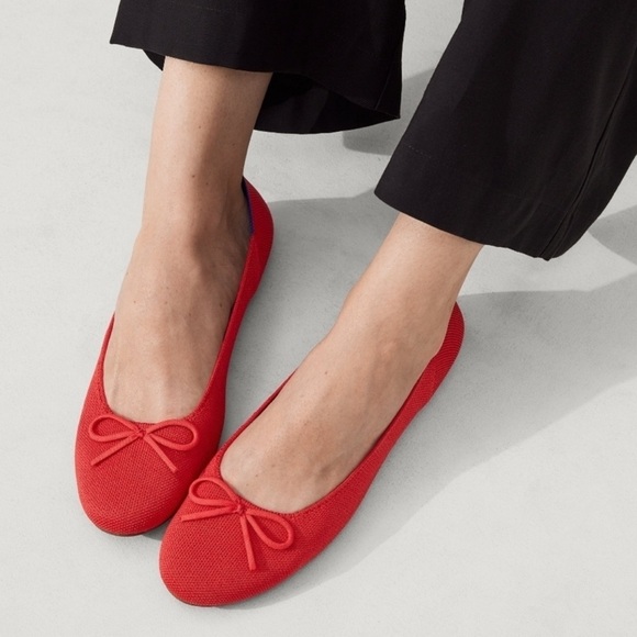 RARE ROTHYS Glamour Red Bow Ballet Flats In Box Womens Size 8-8.5 Rothy’s Shoes - Picture 14 of 16